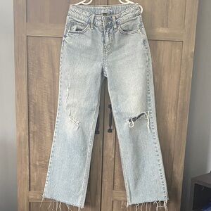 Girls High Rise Wide Leg Distressed Jeans Art Class Size 8 Adjustable Waist